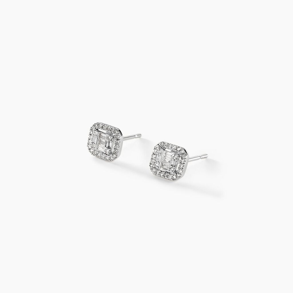 Boucles D'oreilles Puces 1986 Or Blanc Diamants - Clous d'oreilles Femme | Histoire d&rsquo;Or