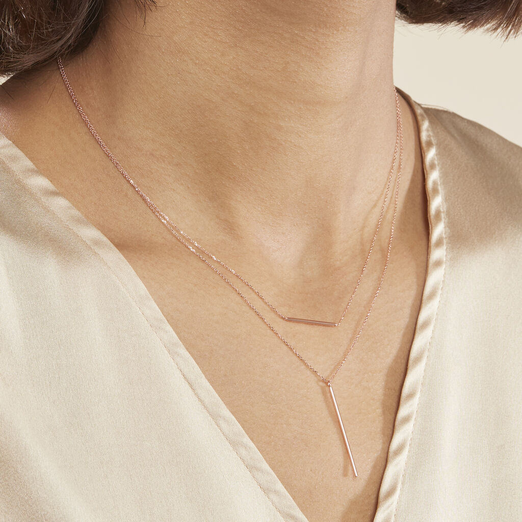 Collier Pink Or Rose - Colliers doubles et triples chaînes Femme | Histoire d’Or