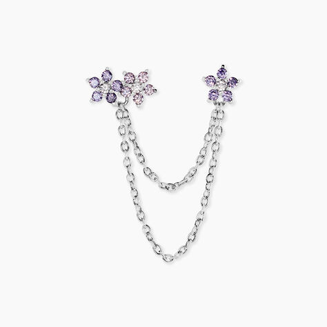 Bijou D'oreille Unitaire Purple Bloom Argent Blanc Oxyde De Zirconium - Boucles d'oreilles fantaisie Femme | Histoire d&rsquo;Or