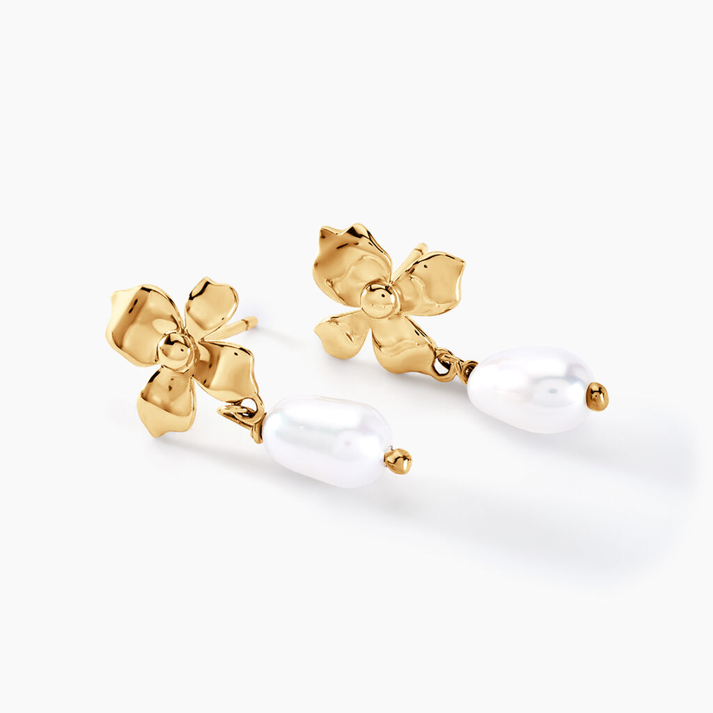 Boucles D'oreilles Pendantes Audley Or Jaune Perle De Culture - Boucles d'oreilles pendantes Femme | Histoire d’Or