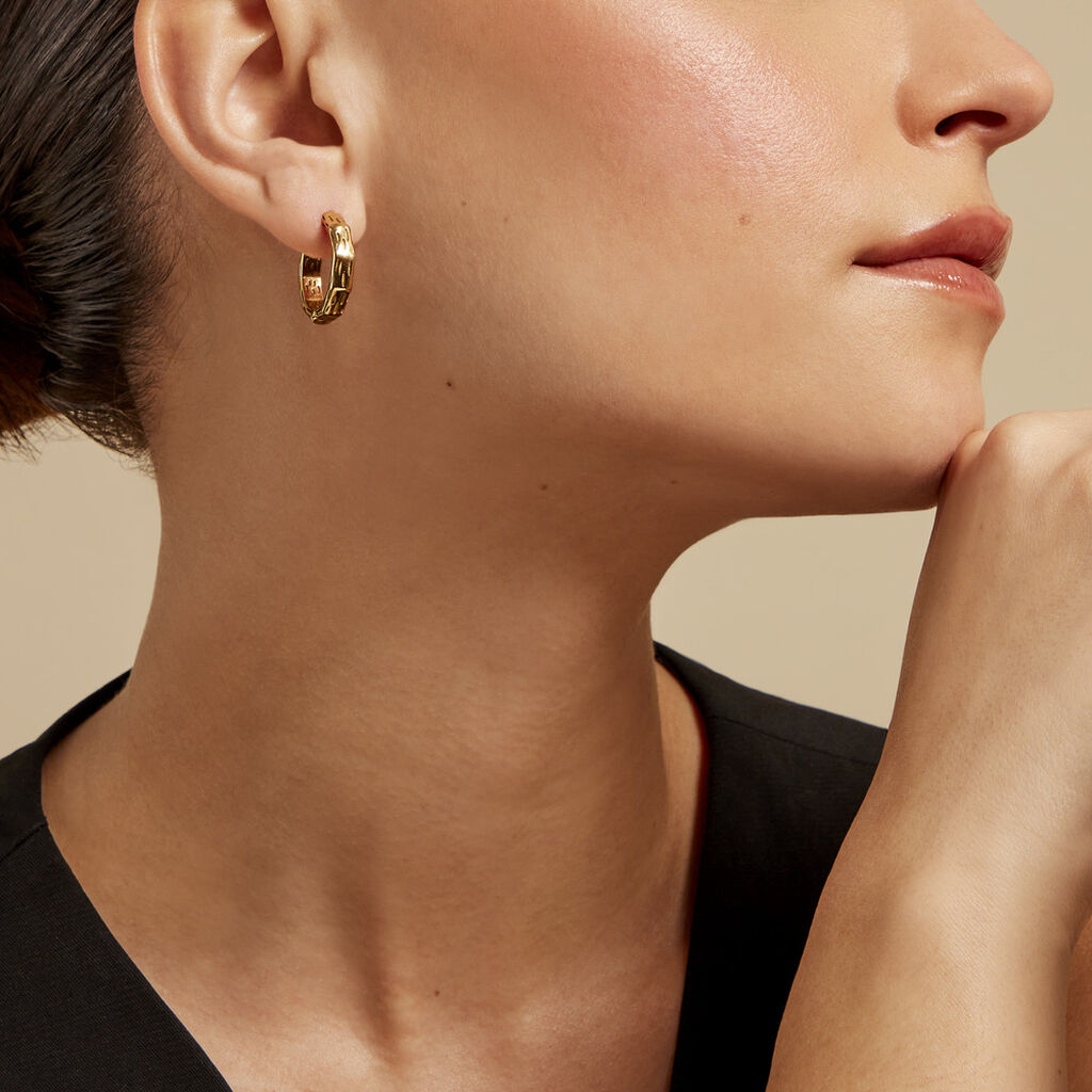 Créoles Janina Acier Jaune - Boucles d'oreilles créoles Femme | Histoire d’Or