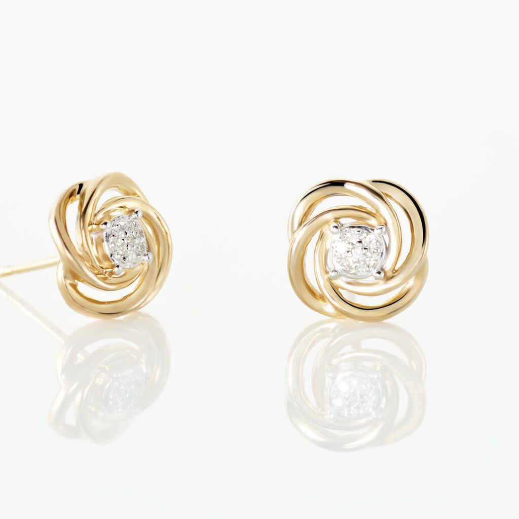 Boucles D'oreilles Puces Or Jaune Urlanie Diamants - Clous d'oreilles Femme | Histoire d’Or