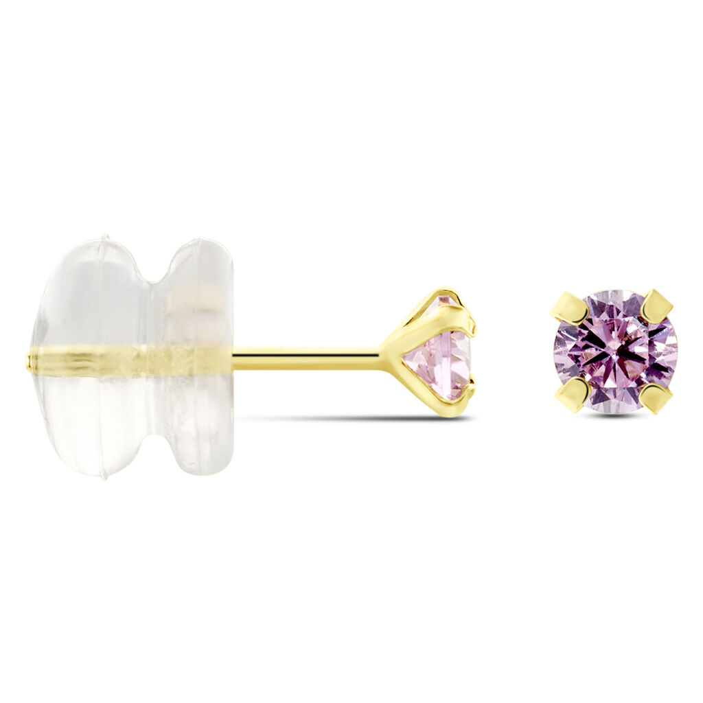 Boucles D'oreilles Puces Or Jaune Oxyde De Zirconium - Clous d'oreilles Femme | Histoire d’Or