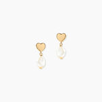 Boucles D'Oreilles Pendantes Loving Pearl Argent Dor&eacute; A L'Or 750/1000 Perle De Culture - Boucles d'oreilles pendantes Femme | Histoire d&rsquo;Or