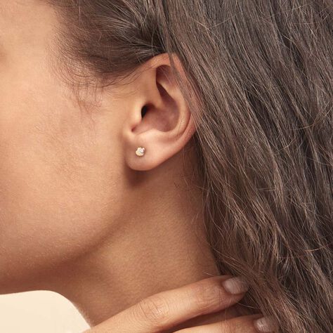 Boucles D'oreilles Puces Anne-maudae Double Coeurs Or Bicolore - Boucles d'Oreilles Coeur Femme | Histoire d’Or