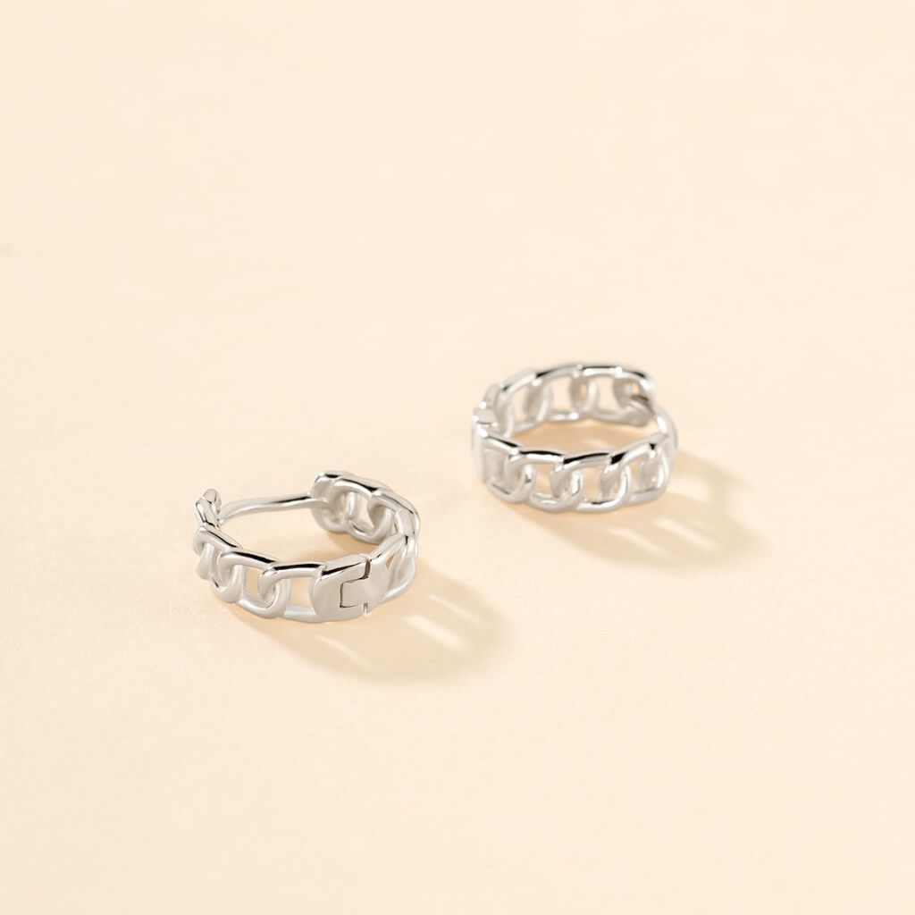 Cr&eacute;oles Linkki Argent Blanc - Boucles d'oreilles cr&eacute;oles Femme | Histoire d&rsquo;Or