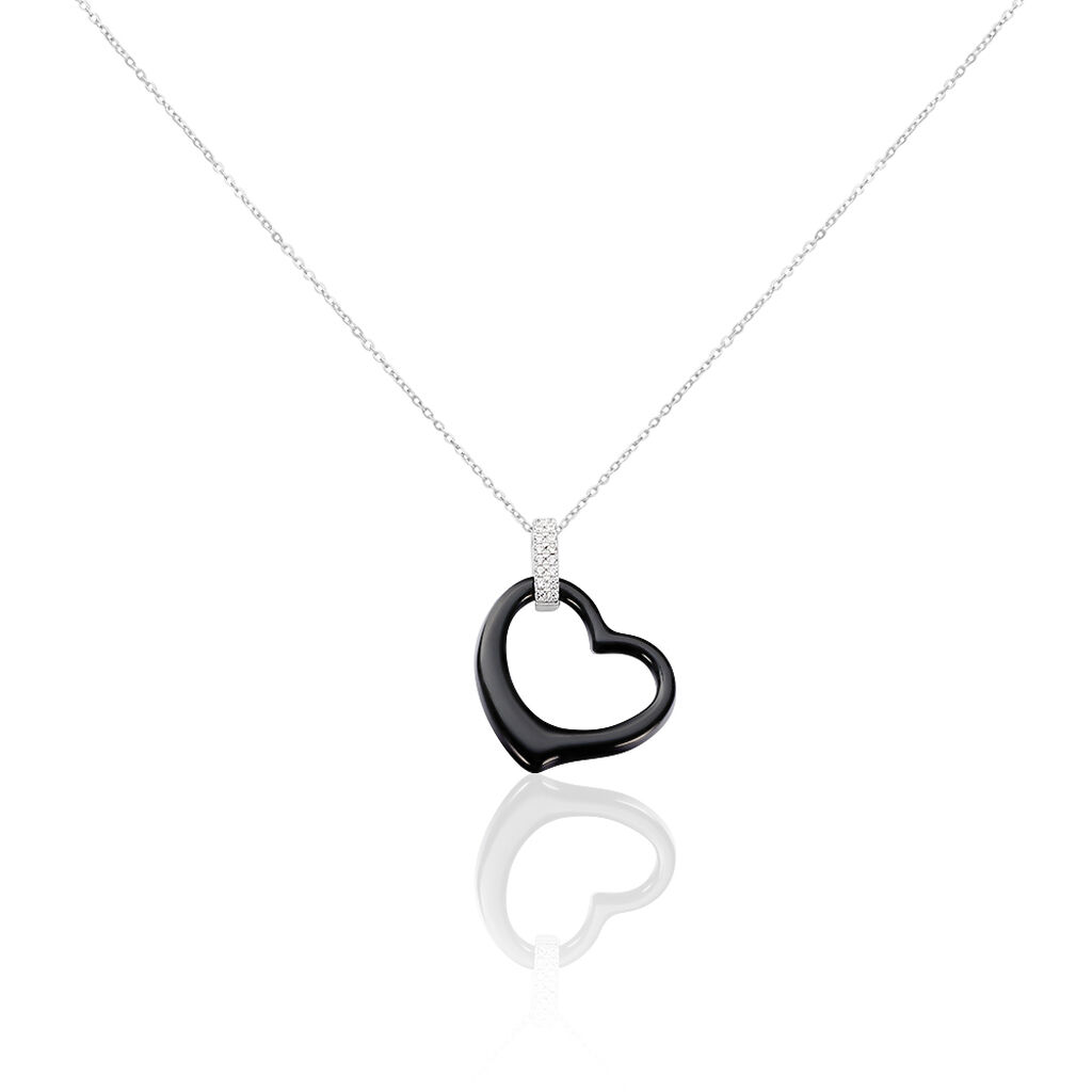 Collier Pam Argent Blanc C&eacute;ramique Et Oxyde De Zirconium - Colliers fantaisie Femme | Histoire d&rsquo;Or