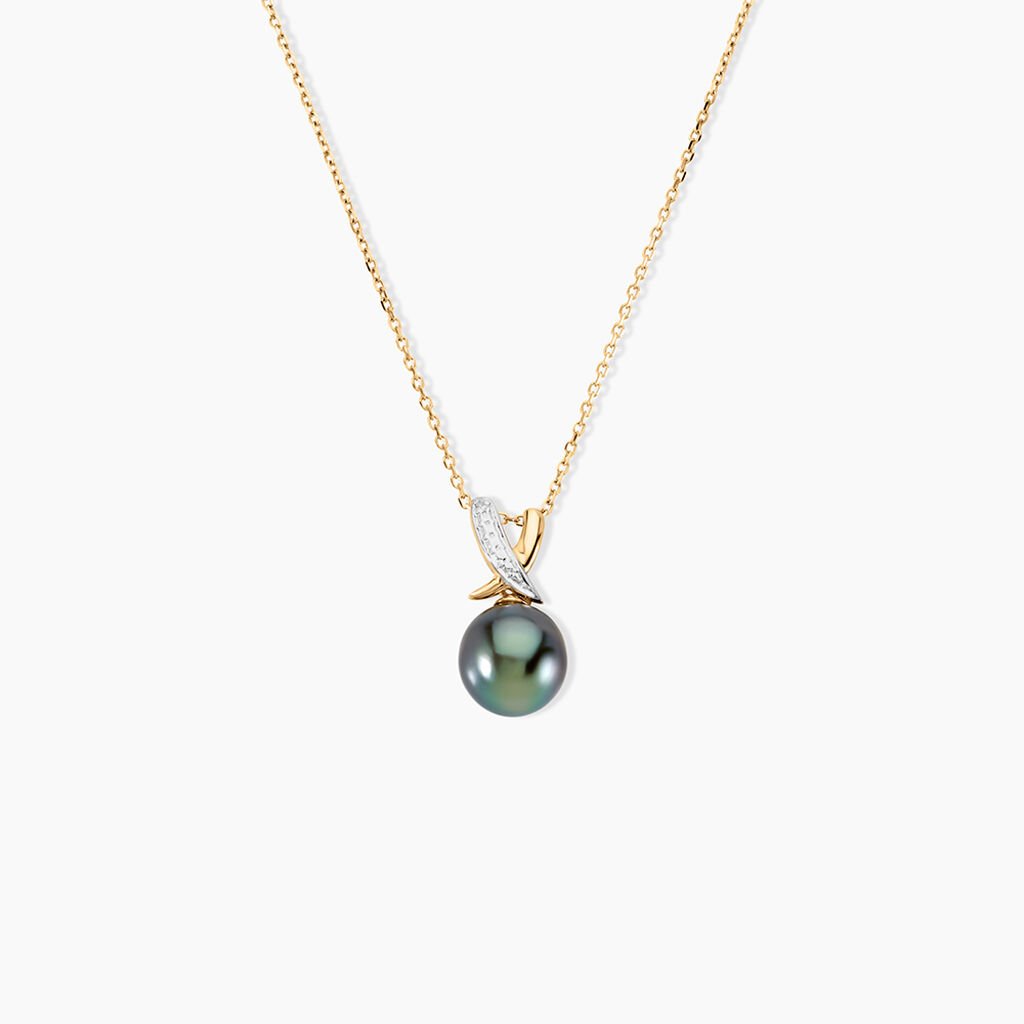 Pendentif Nilma Or Jaune Perle De Culture De Tahiti Et Diamant - Pendentifs Femme | Histoire d&rsquo;Or