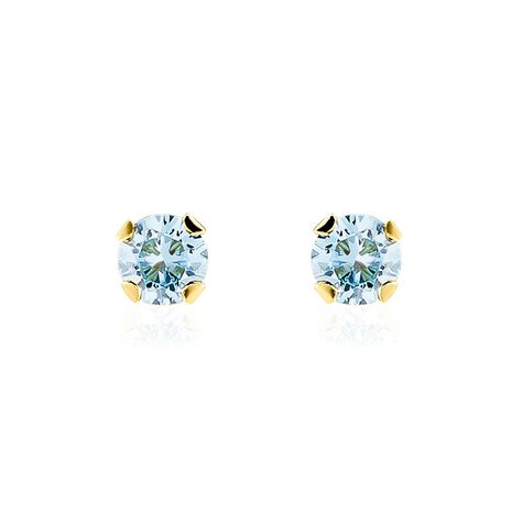 Boucles D'oreilles Puces Pepita Or Jaune Oxyde De Zirconium - Clous d'oreilles Famille | Histoire d’Or