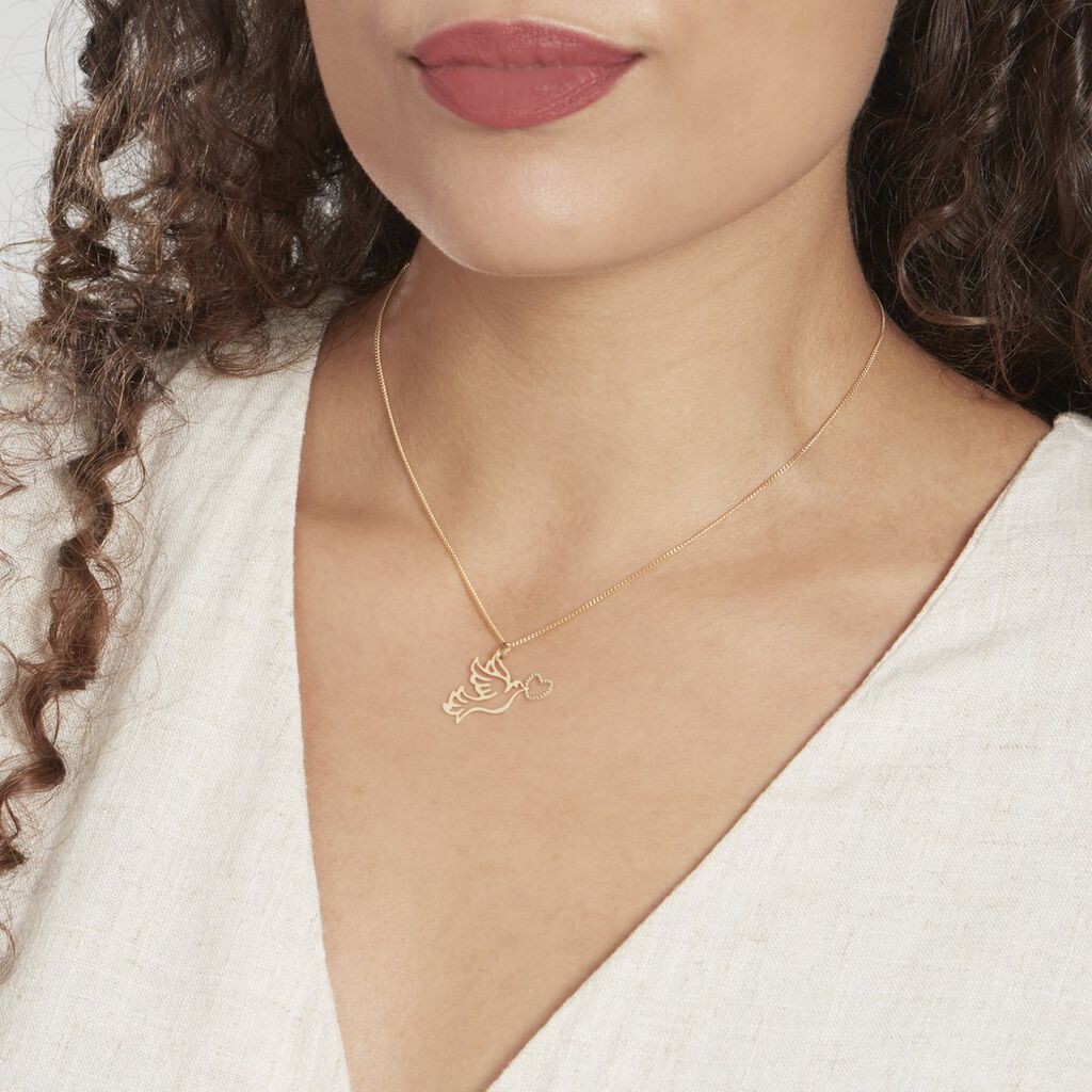 Pendentif Guecha Colombe Et Coeur Or Jaune - Pendentifs Femme | Histoire d’Or