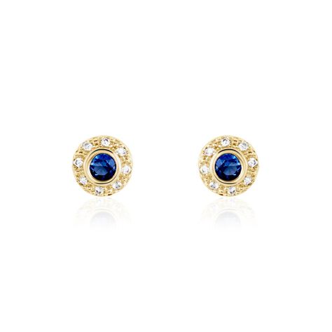Boucles D'oreilles Puces Plaqué Or Eugenie Pierre Synthétique - Boucles d'oreilles fantaisie Femme | Histoire d’Or