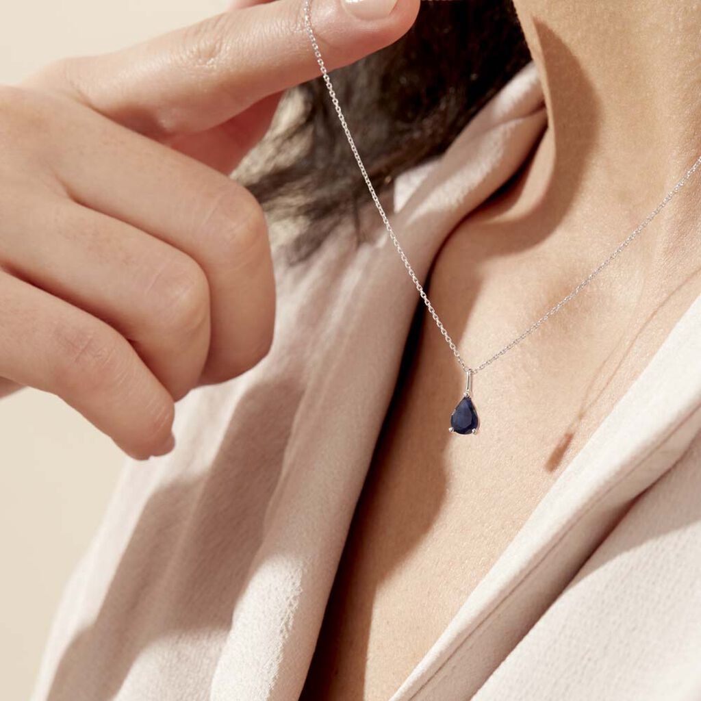 Collier Goutte Or Blanc Saphir - Colliers Femme | Histoire d’Or