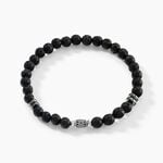 Bracelet Acier Hugueso Agates Noires - Bracelets Unisex | Histoire d&rsquo;Or