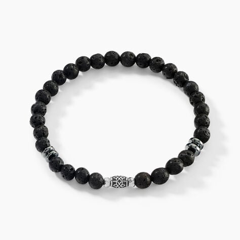 Bracelet Acier Hugueso Agates Noires - Bracelets Unisex | Histoire d&rsquo;Or