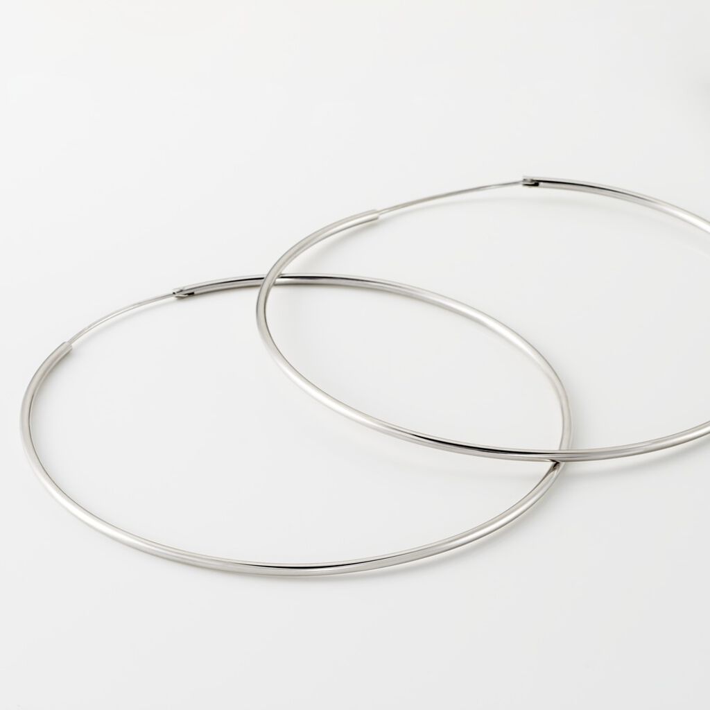 Créoles Argent Blanc Olympia - Boucles d'oreilles créoles Femme | Histoire d’Or