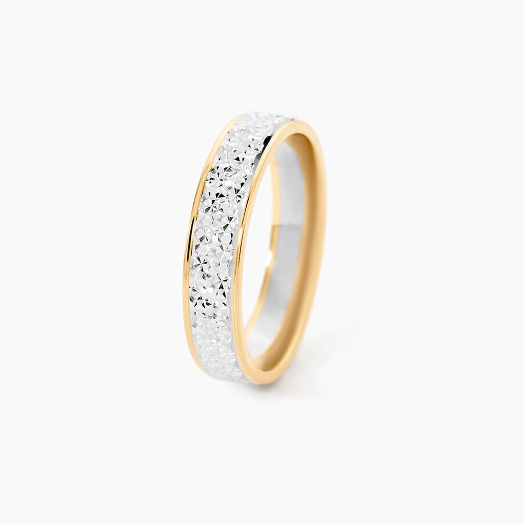 Alliance Grain De Folie Diamantee Ruban Plat Or Bicolore - Alliances Unisex | Histoire d&rsquo;Or