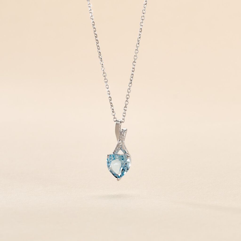 Collier Clothilde Or Blanc Topaze Et Oxyde De Zirconium - Colliers Coeur Femme | Histoire d’Or