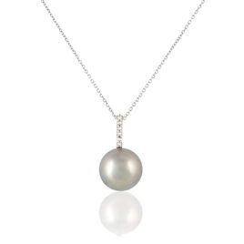 Collier Ocelina Or Blanc Perle De Culture De Tahiti Et Diamant - Bijoux Femme | Histoire d’Or