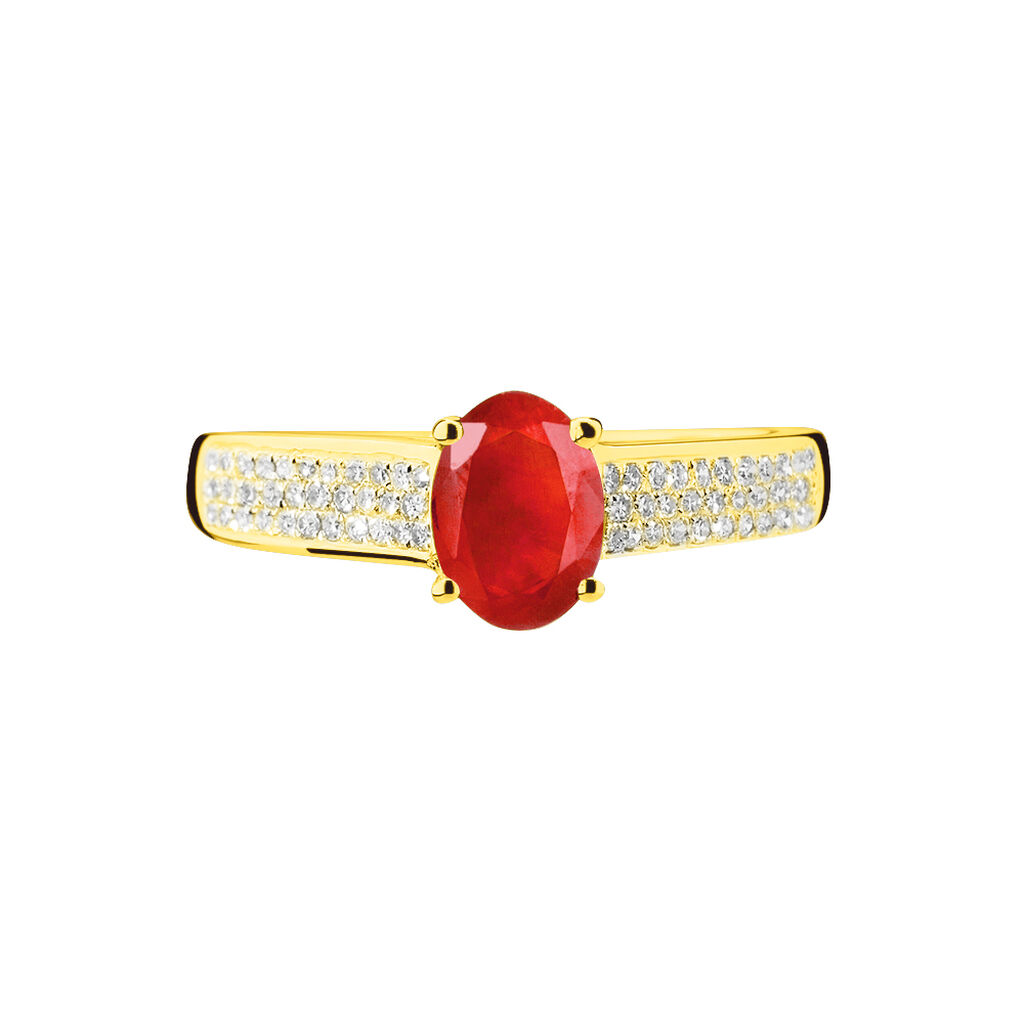 Bague Crista Or Jaune Rubis Et Diamant - Bagues solitaires Femme | Histoire d’Or