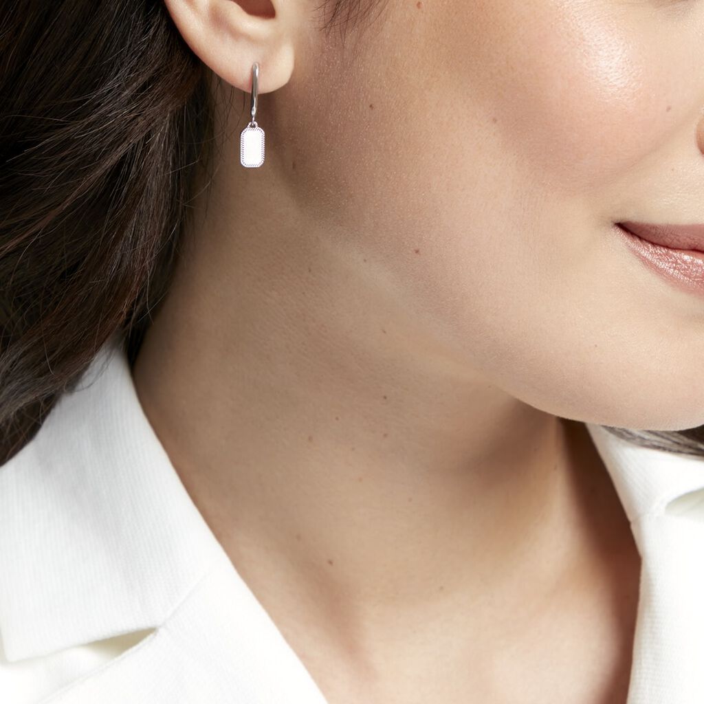 Créoles Jordana Argent Blanc - Boucles d'oreilles créoles Femme | Histoire d’Or