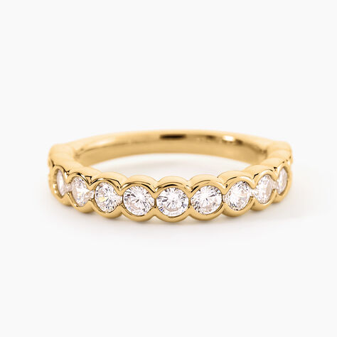 Bague Gennadi Argent Dor&eacute; A L'Or 750/1000 Oxyde De Zirconium - Bagues avec pierre Femme | Histoire d&rsquo;Or