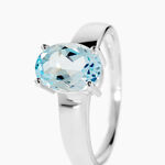 Bague Cassius Or Blanc Topaze Bleu Sky - Bagues solitaires Femme | Histoire d&rsquo;Or