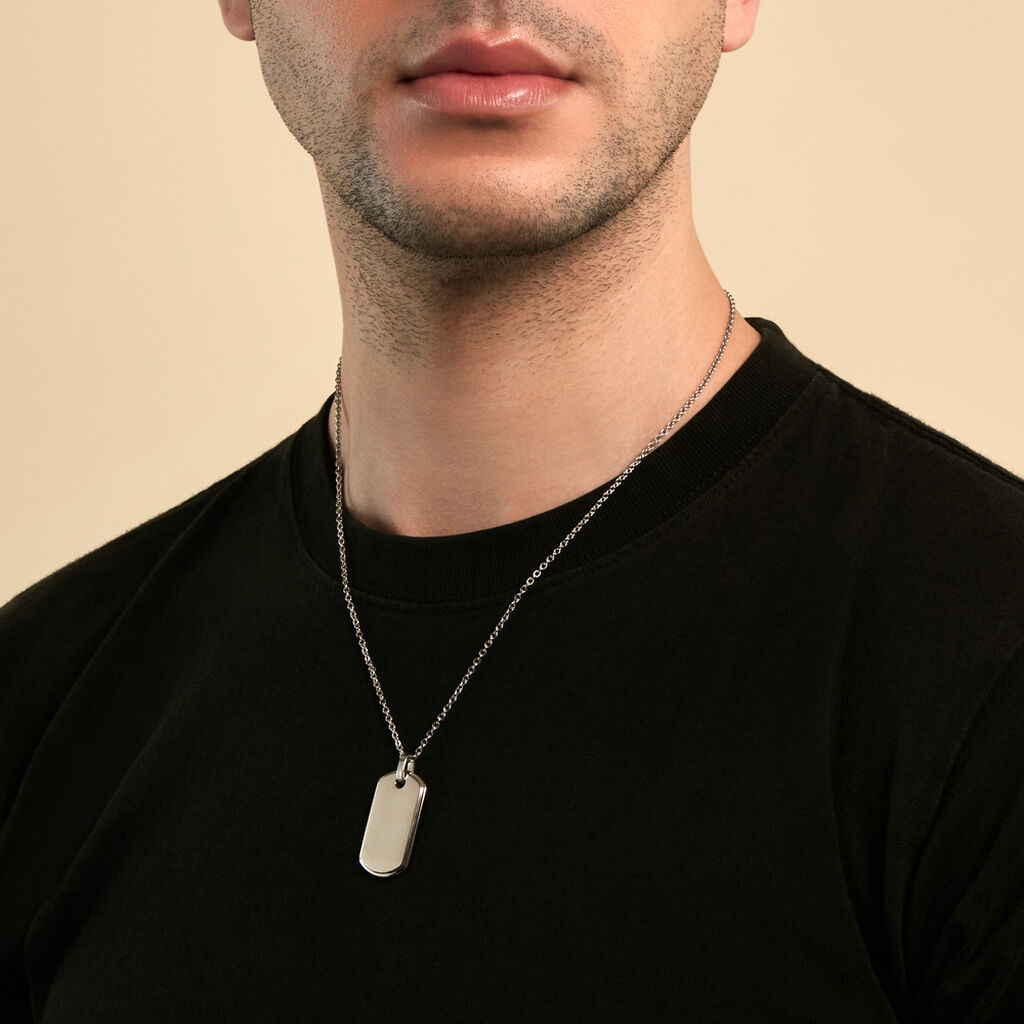 Collier Eutrope Acier Blanc - Colliers fantaisie Homme | Histoire d&rsquo;Or