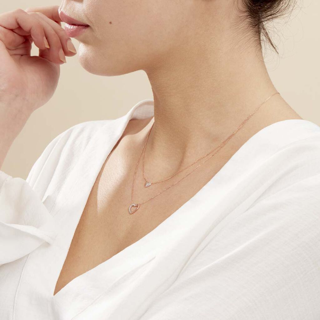 Collier Emilia Or Rose Diamant - Colliers doubles et triples chaînes Femme | Histoire d’Or