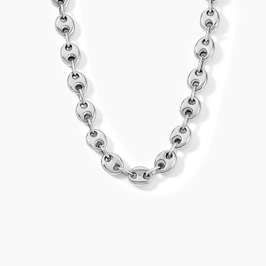 Collier Carrus Maille Grain De Cafe Argent Blanc - Chaines Homme | Histoire d’Or