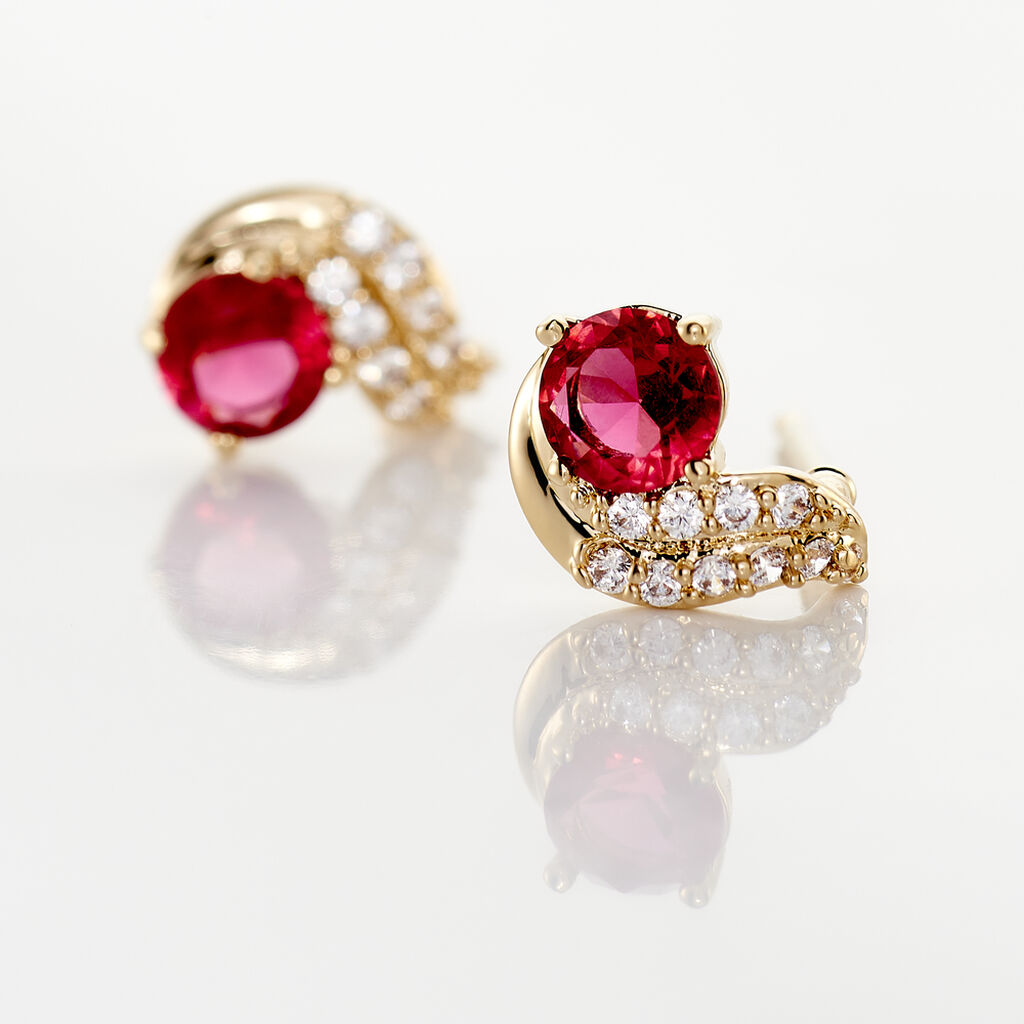 Boucles D'oreilles Puces Tyana Plaqué Or Jaune Oxyde De Zirconium - Boucles d'oreilles fantaisie Femme | Histoire d’Or