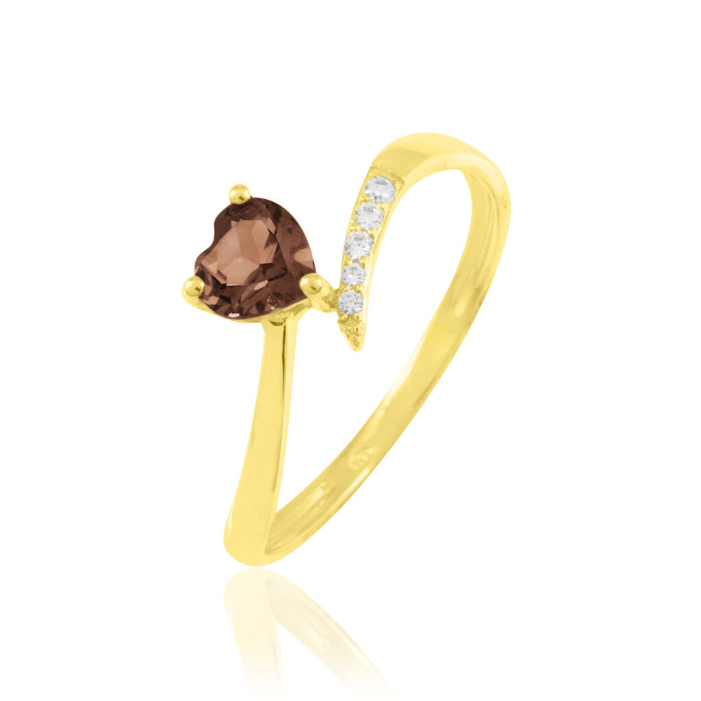 Bague Eva Or Jaune Quartz Et Diamant - Bagues solitaires Femme | Histoire d&rsquo;Or