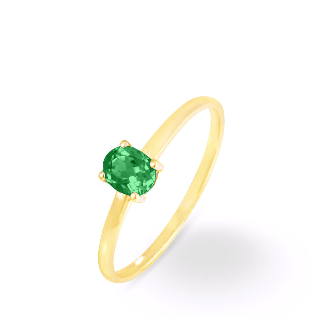 Bague Lily Or Jaune Emeraude - Bagues solitaires Femme | Histoire d&rsquo;Or