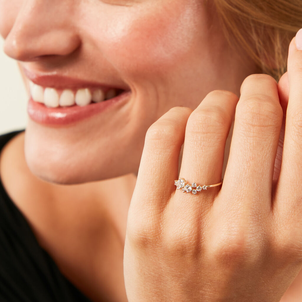 Bague Sparkle Or Jaune Oxyde De Zirconium - Bagues avec pierre Femme | Histoire d’Or