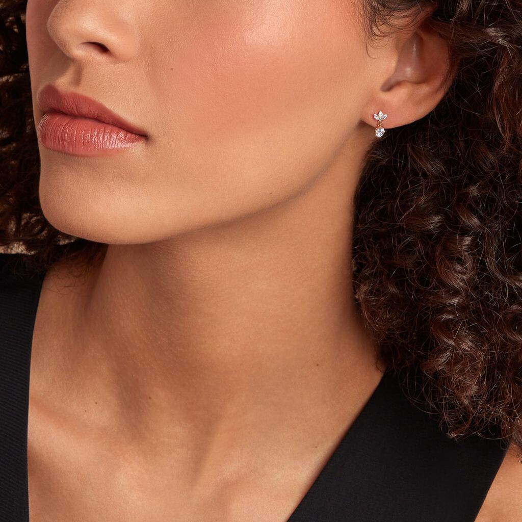 Boucles D'oreilles Pendantes Lavra Or Jaune Oxyde De Zirconium - Boucles d'oreilles pendantes Femme | Histoire d’Or