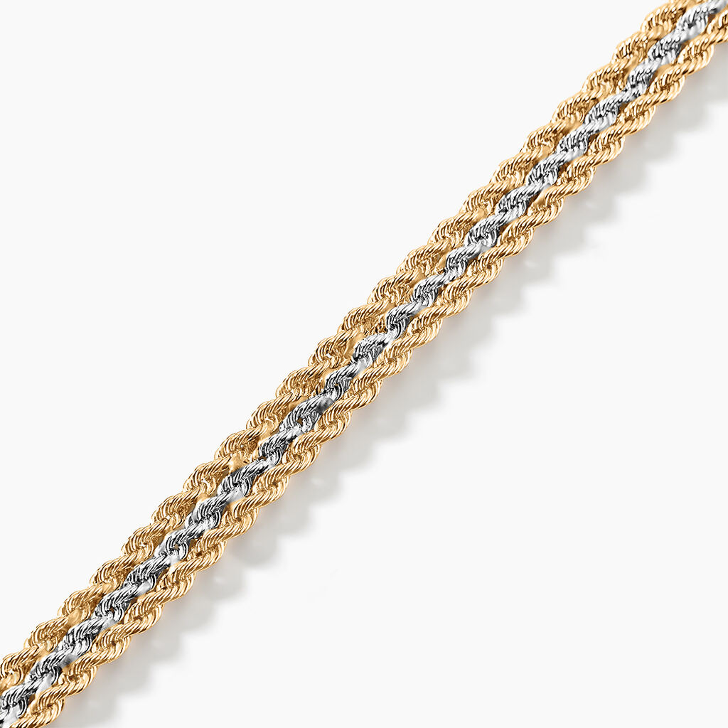 Bracelet Jerry Maille Corde 3 Rangs Or Bicolore - Bracelets chaîne Femme | Histoire d’Or