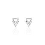 Boucles D'oreilles Puces Glorya Argent Blanc Oxyde De Zirconium - Boucles d'oreilles fantaisie Femme | Histoire d&rsquo;Or