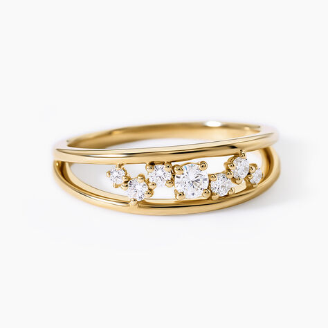 Bague Maldwyn Argent Dor&eacute; A L'Or 750/1000 Oxyde De Zirconium - Bagues avec pierre Femme | Histoire d&rsquo;Or