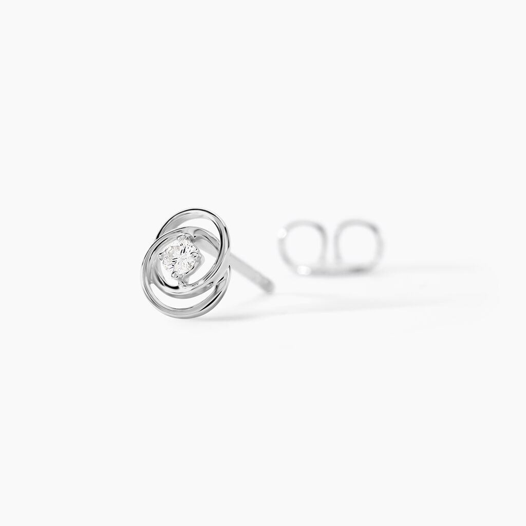 Boucles D'oreilles Puces Nid D'amour Or Blanc Diamant - Clous d'oreilles Femme | Histoire d&rsquo;Or