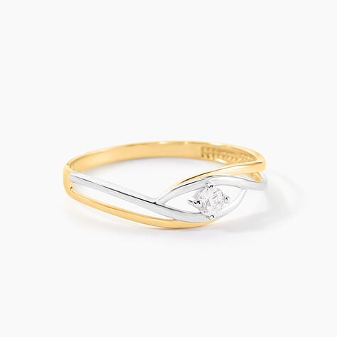 Bague Solitaire Peline Or Bicolore Oxyde De Zirconium - Bagues solitaires Femme | Histoire d&rsquo;Or