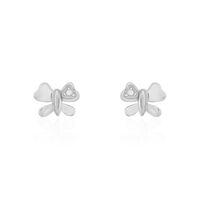 Boucles D'oreilles Puces Bartholomee Papillon Or Blanc
