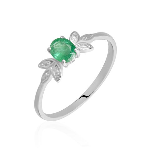 Bague Or Blanc Febe Emeraude - Bagues solitaires Femme | Histoire d’Or
