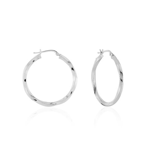 Créoles Argent Blanc Diane - Boucles d'oreilles créoles Femme | Histoire d’Or