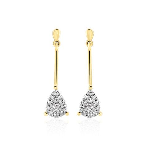 Boucles D'oreilles Pendantes Pear C Or Jaune Diamant - Boucles d'oreilles pendantes Femme | Histoire d&rsquo;Or