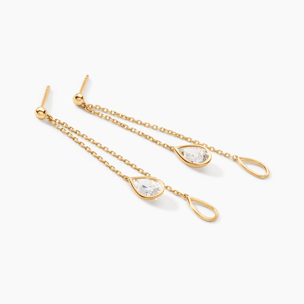 Bo Pendantes Or Jaune Emerika Oxyde De Zirconium - Boucles d'oreilles pendantes Femme | Histoire d’Or