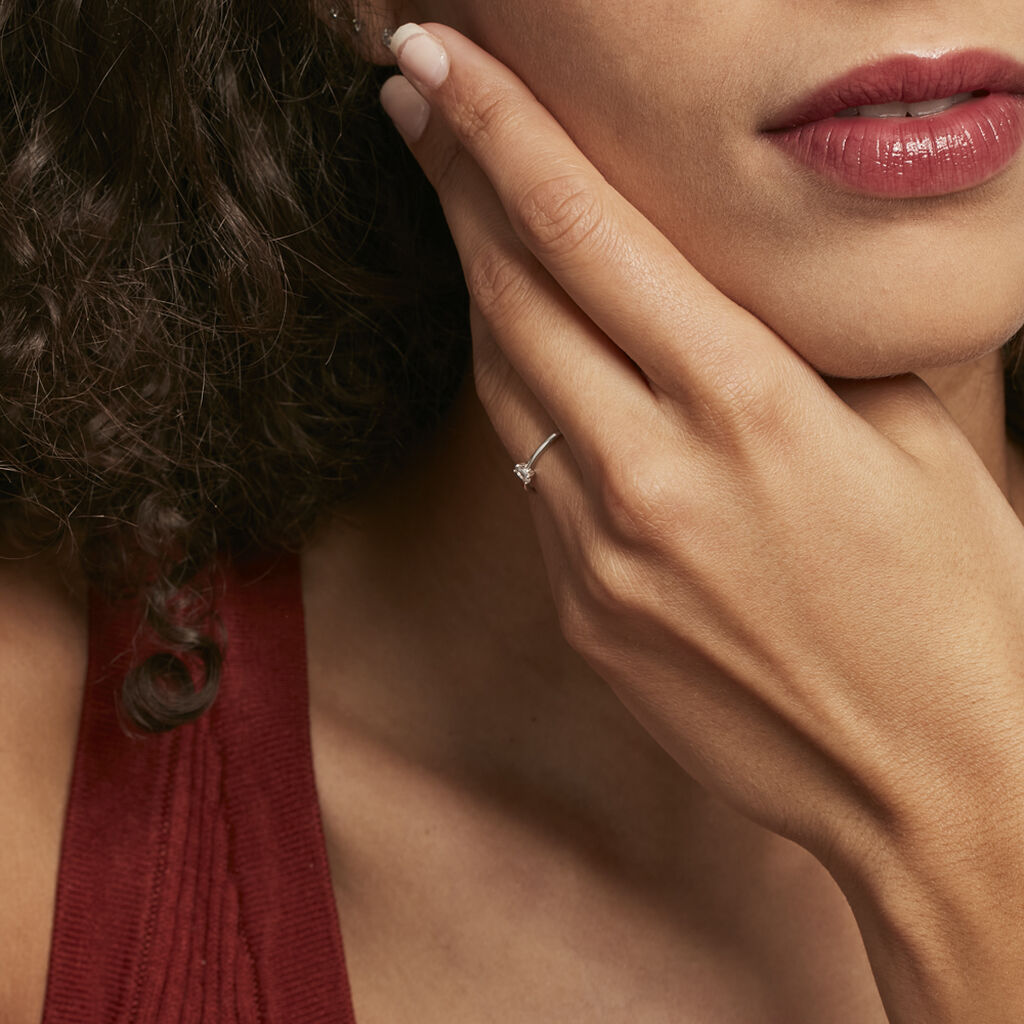 Bague Solitaire Djime Argent Blanc Oxyde De Zirconium - Bagues solitaires Femme | Histoire d’Or