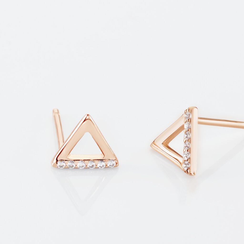 Boucles D'oreilles Puces Lorena Argent Rose Oxyde De Zirconium - Boucles d'oreilles fantaisie Femme | Histoire d’Or
