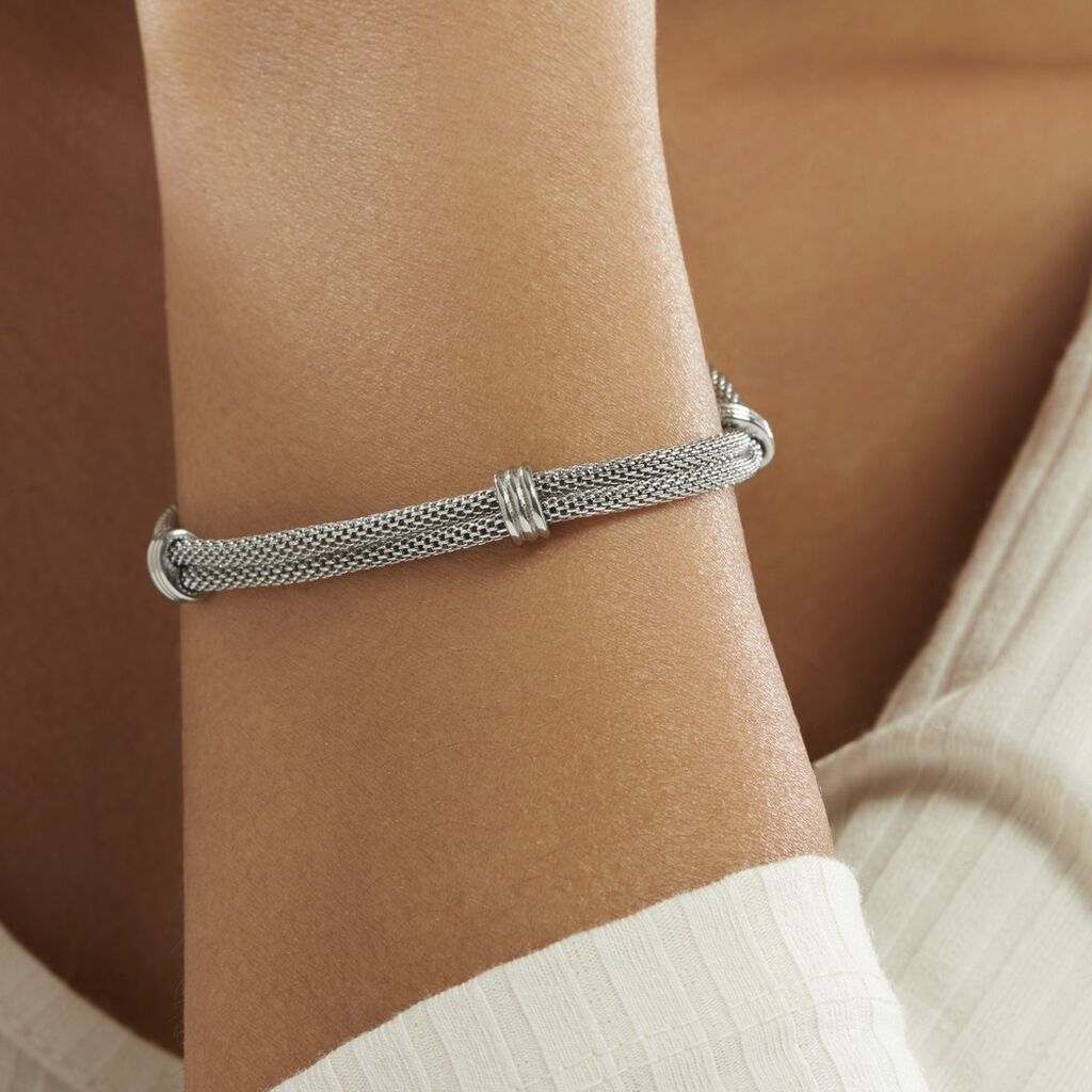 Bracelet Aleyna Maille Popcorn Acier Blanc - Bracelets fantaisie Femme | Histoire d’Or