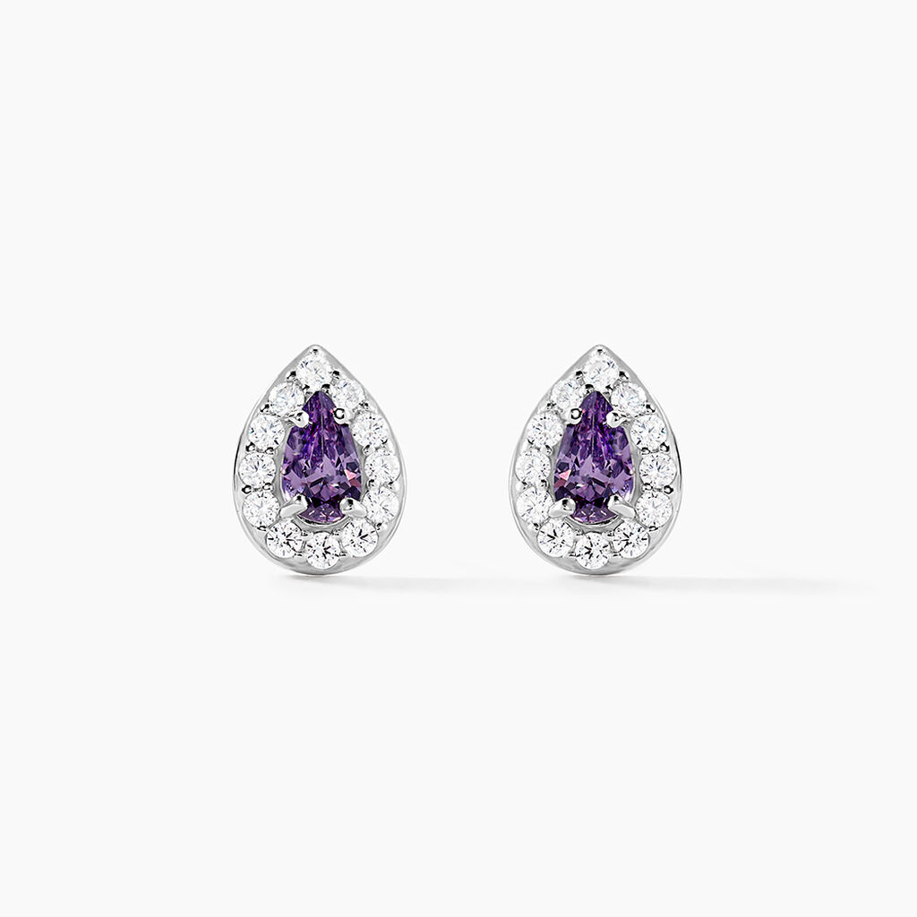 Boucles D'oreilles Puces Argent Blanc Tania Oxydes De Zirconium - Boucles d'oreilles fantaisie Femme | Histoire d’Or