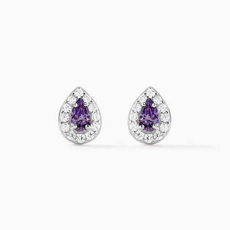 Boucles D'oreilles Puces Argent Blanc Tania Oxydes De Zirconium - Boucles d'oreilles fantaisie Femme | Histoire d’Or