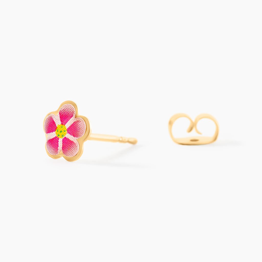 Boucles D'oreilles Puces Syna Fleur Or Jaune - Clous d'oreilles Enfant | Histoire d’Or